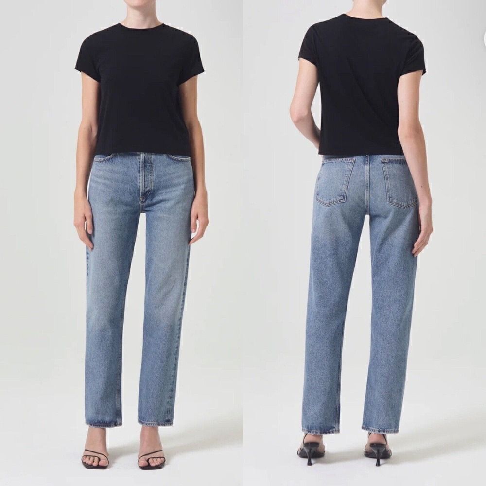 Agolde 90's Pinch Waist High Rise Straight Leg Jeans Abstract Size 33 NWT $198
